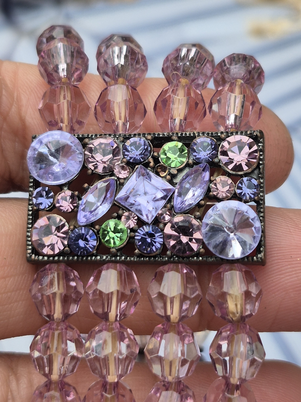 Lavender Crystal Beaded Statement Bracelet - Unbranded - Picture 4 of 6
